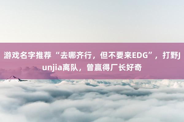 游戏名字推荐 “去哪齐行，但不要来EDG”，打野Junjia离队，曾赢得厂长好奇