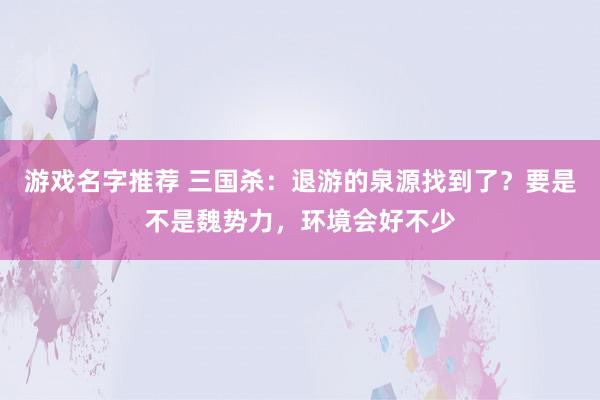 游戏名字推荐 三国杀：退游的泉源找到了？要是不是魏势力，环境会好不少