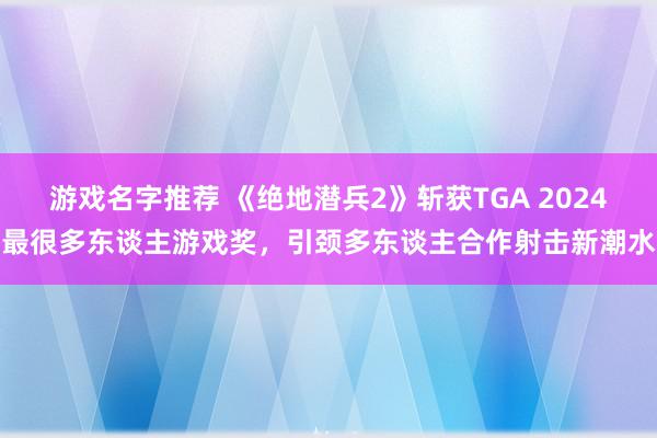 游戏名字推荐 《绝地潜兵2》斩获TGA 2024最很多东谈主游戏奖，引颈多东谈主合作射击新潮水