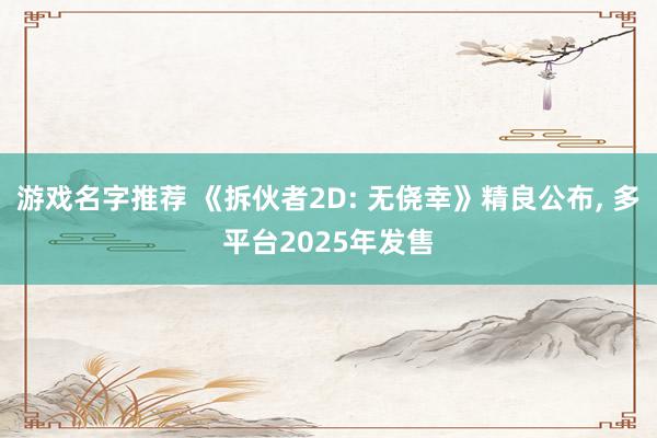 游戏名字推荐 《拆伙者2D: 无侥幸》精良公布, 多平台2025年发售